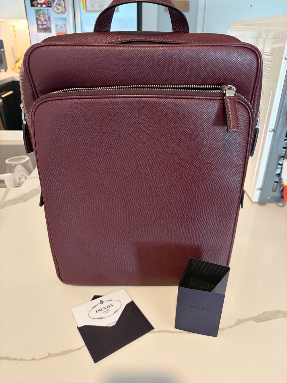 Prada Burgundy Saffiano Leather Backpack
